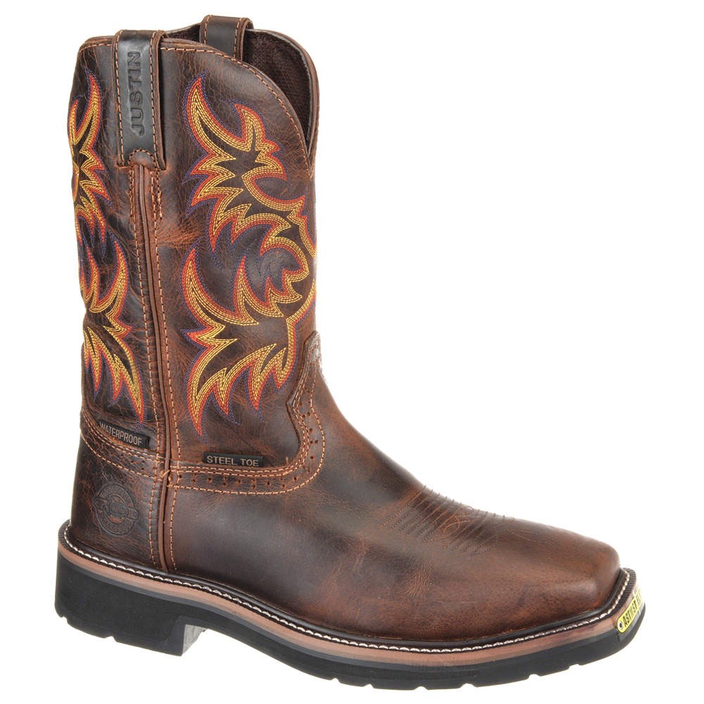 JUSTIN ORIGINAL WORKBOOTS SE4690 Western Boot,D,11 1/2,Brown,PR 416G91