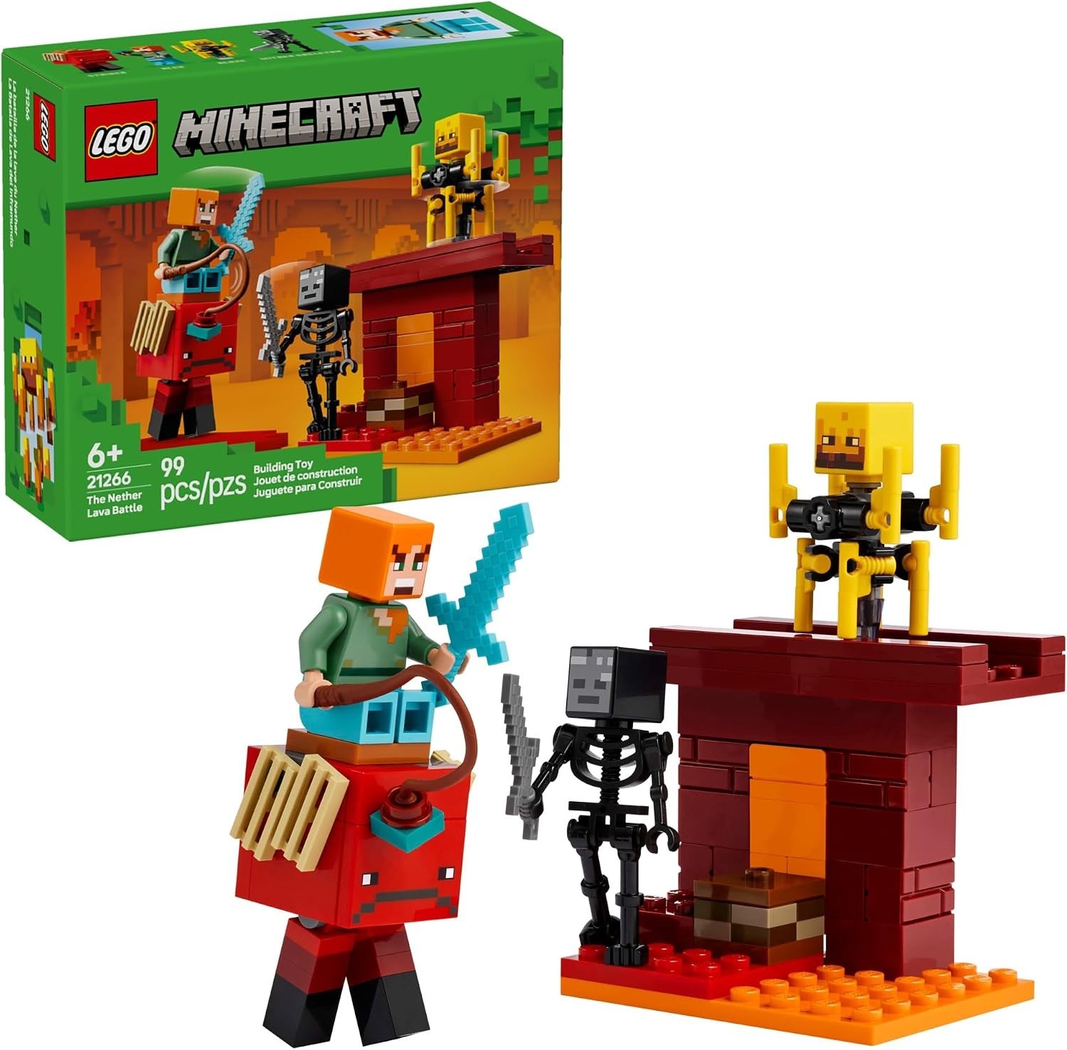 LEGO Minecraft The Nether Lava Battle Toy and Playset - Building Minecraft Toy f