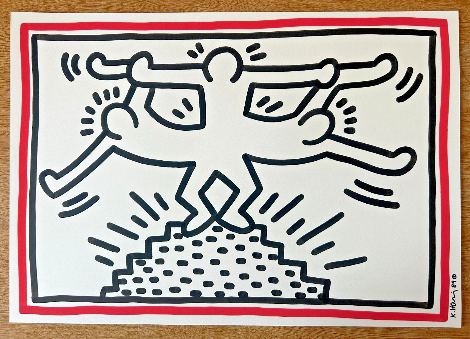 Keith Haring original drawing Foundation Seals 1989