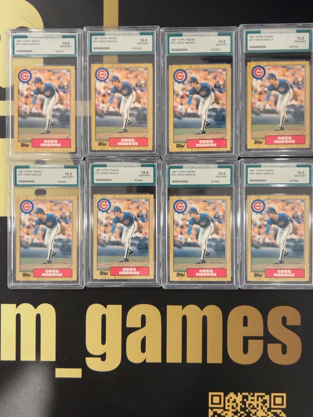 1987 Topps Traded #70T Greg Maddux RC Rookie AGS 10 Gem Mint Cubs HOF 1987 Topps Traded #70T Greg Maddux RC Rookie AGS 10 Gem Mint Cubs HOF