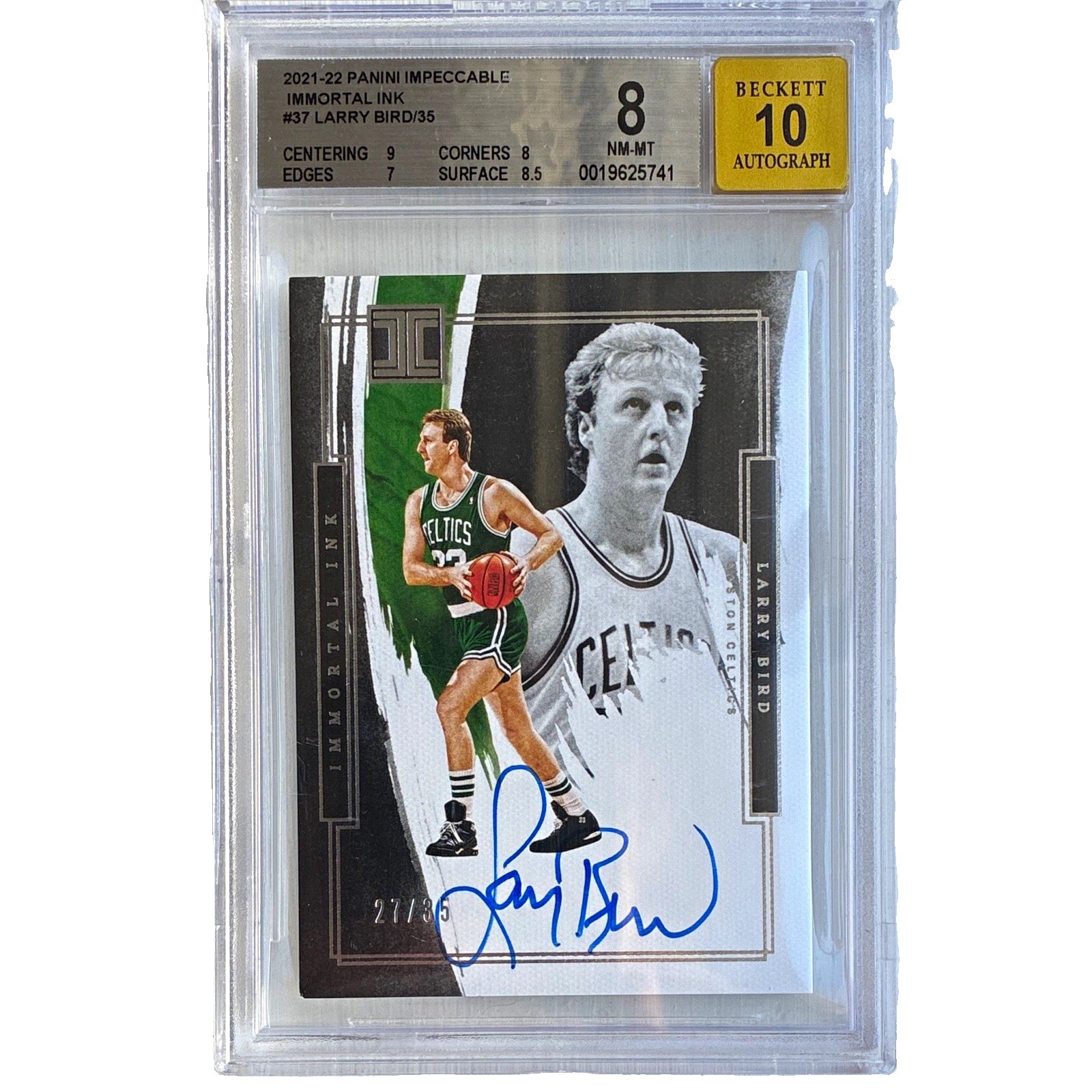 Panini 2021-22 Impeccable Immortal Ink Larry Bird Celtics II-LBD Auto BAS /35 Panini 2021-22 Impeccable Immortal Ink Larry Bird Celtics II-LBD Auto BAS /35