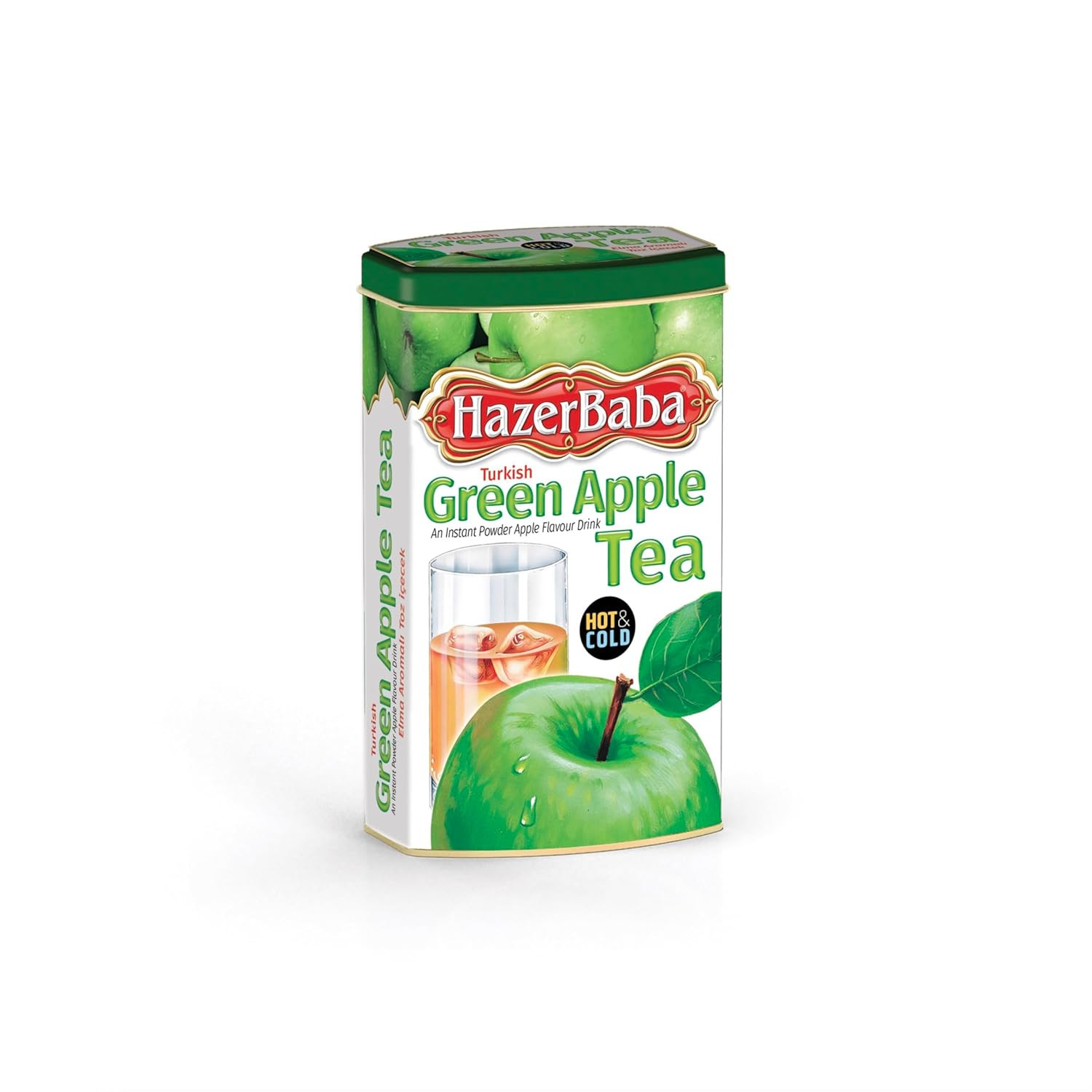 Hazer Baba Instant Drink Mix with Green Apple Flavor, Tin Box