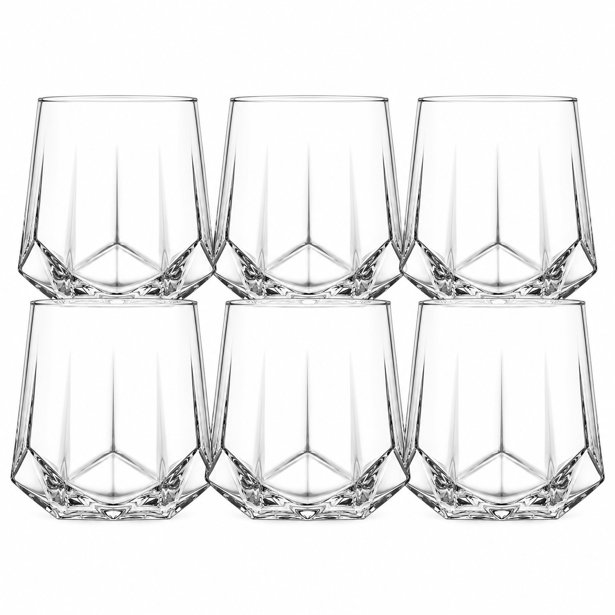 13 oz Cut Crystal DOF Glasses, 6-pc Whisky Glassware Set Diamond Shape 13 oz Cut Crystal DOF Glasses, 6-pc Whisky Glassware Set Diamond Shape