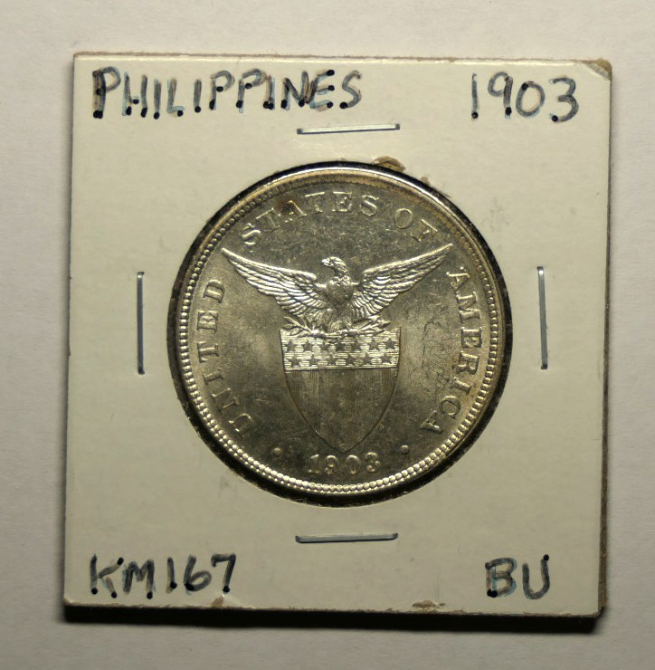 1903 US-Philippines 50 Centavos Silver Coin Currency KM167