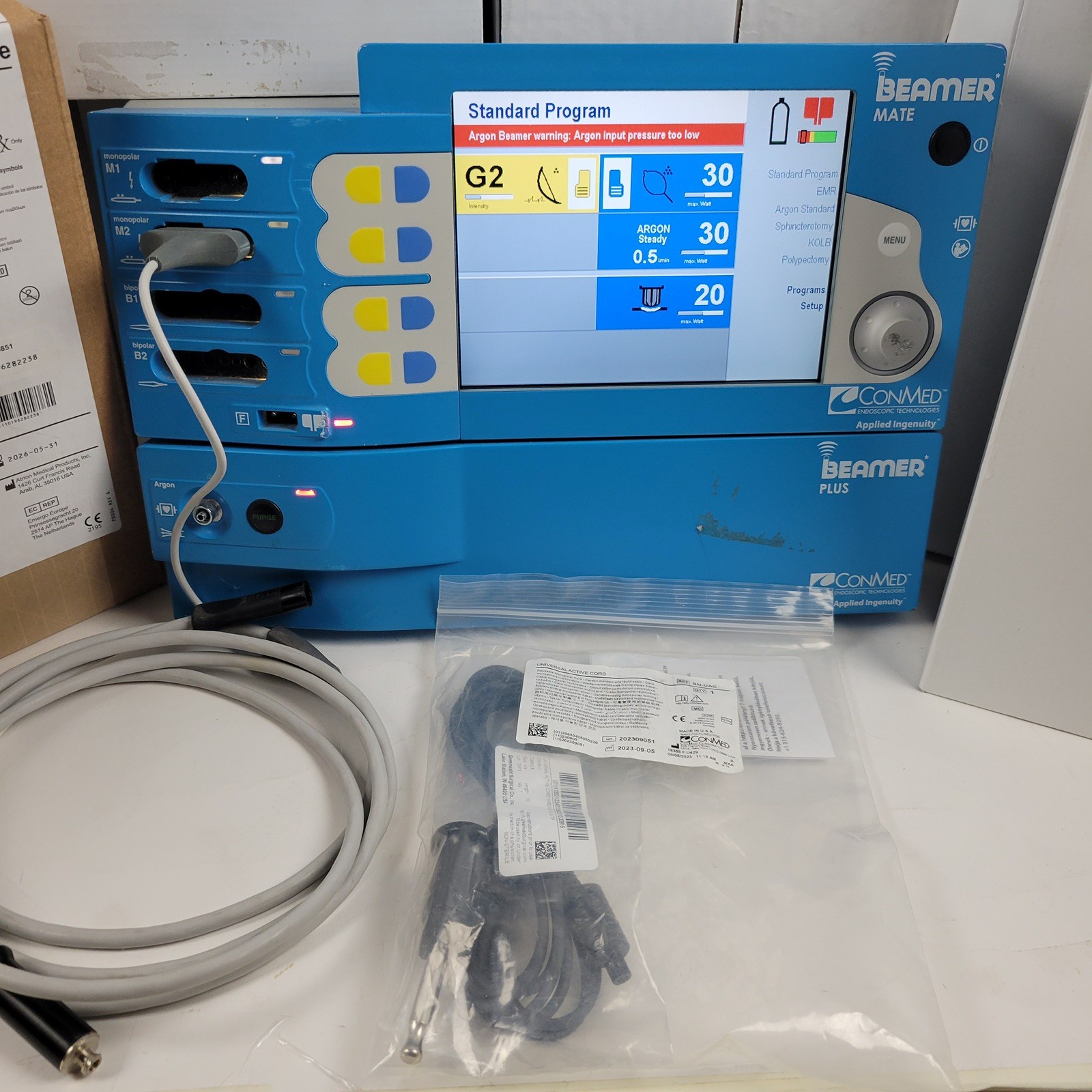 ConMed Beamer Mate & Plus Argon Electrosurgical Platform with Cord 