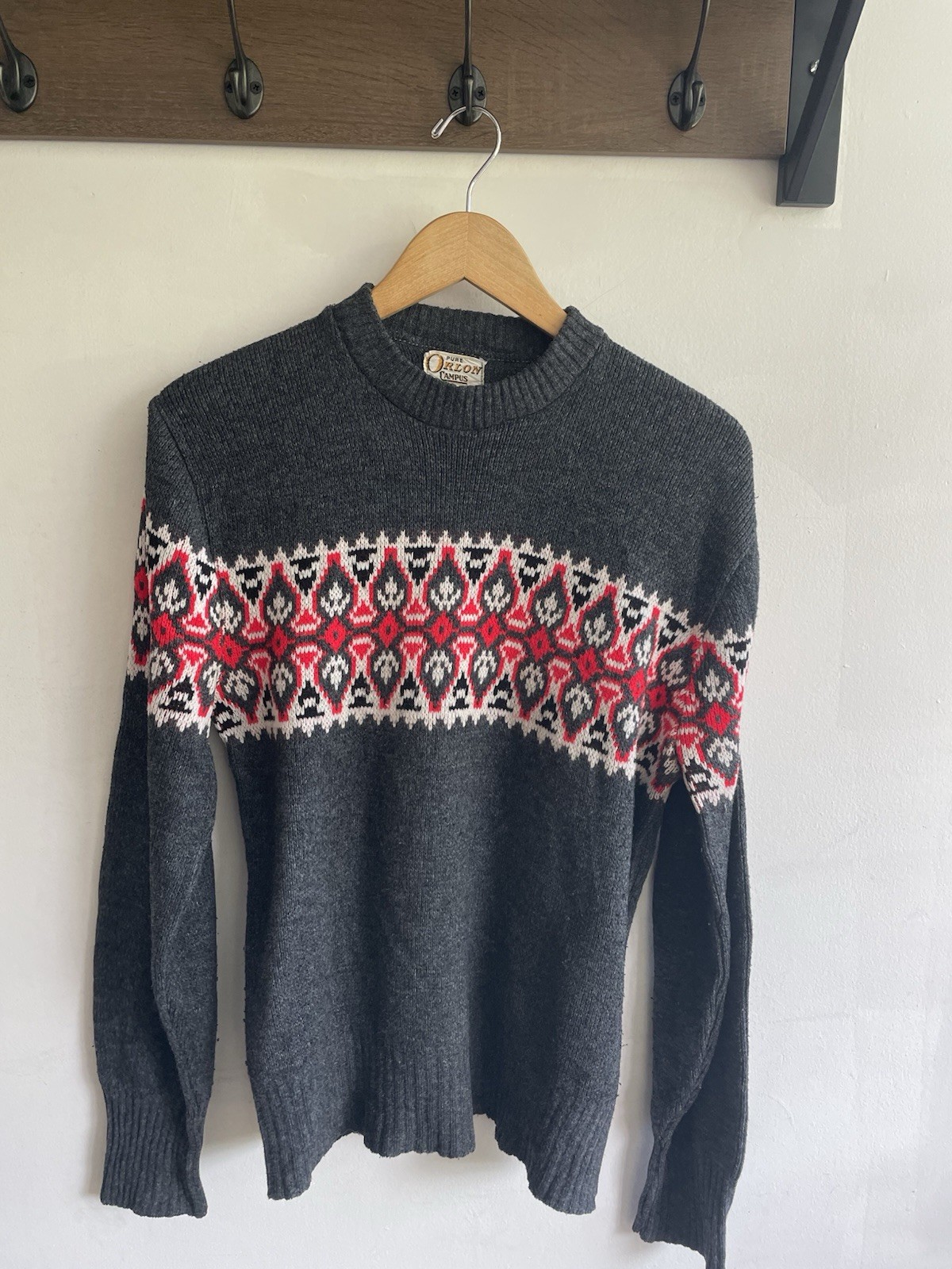 Vintage 60s, Campus Luxury Line, Gray Orlon Acrylic Knit, Men’s M Vintage 60s, Campus Luxury Line, Gray Orlon Acrylic Knit, Men’s M