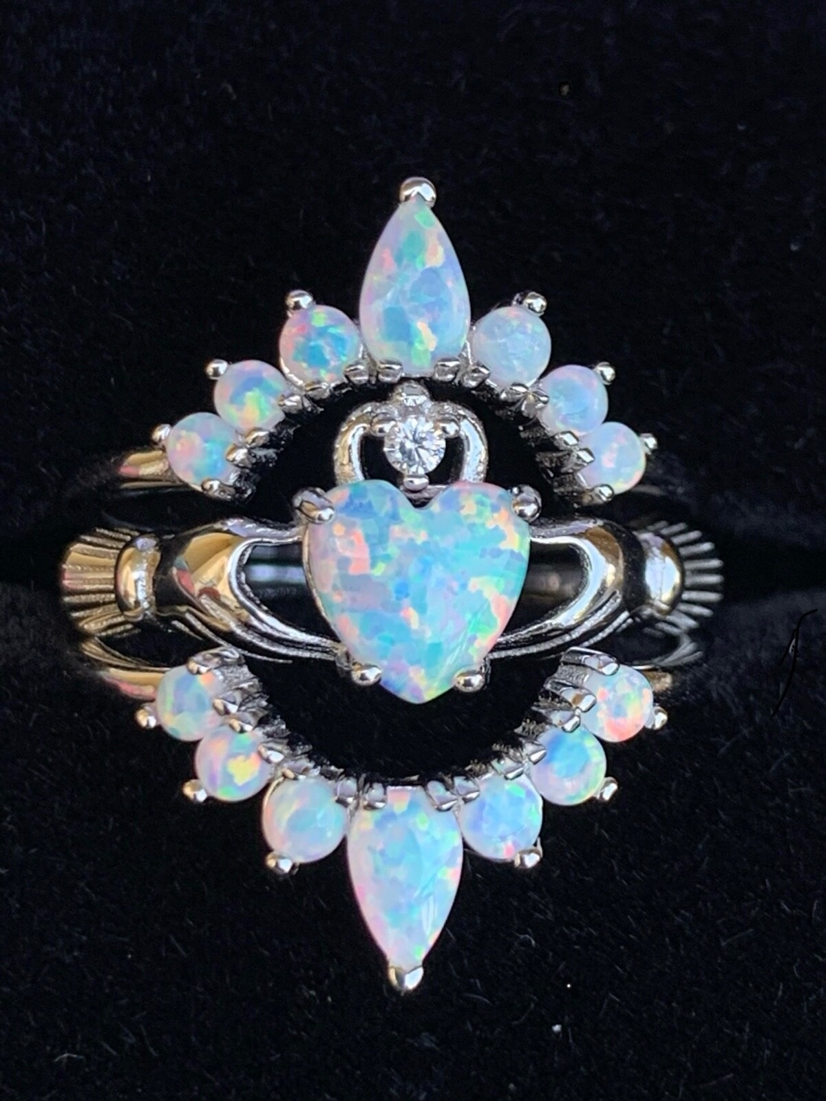 Claddagh ring,Irish ring opal ring,Celtic ring,Opal Claddagh ring
