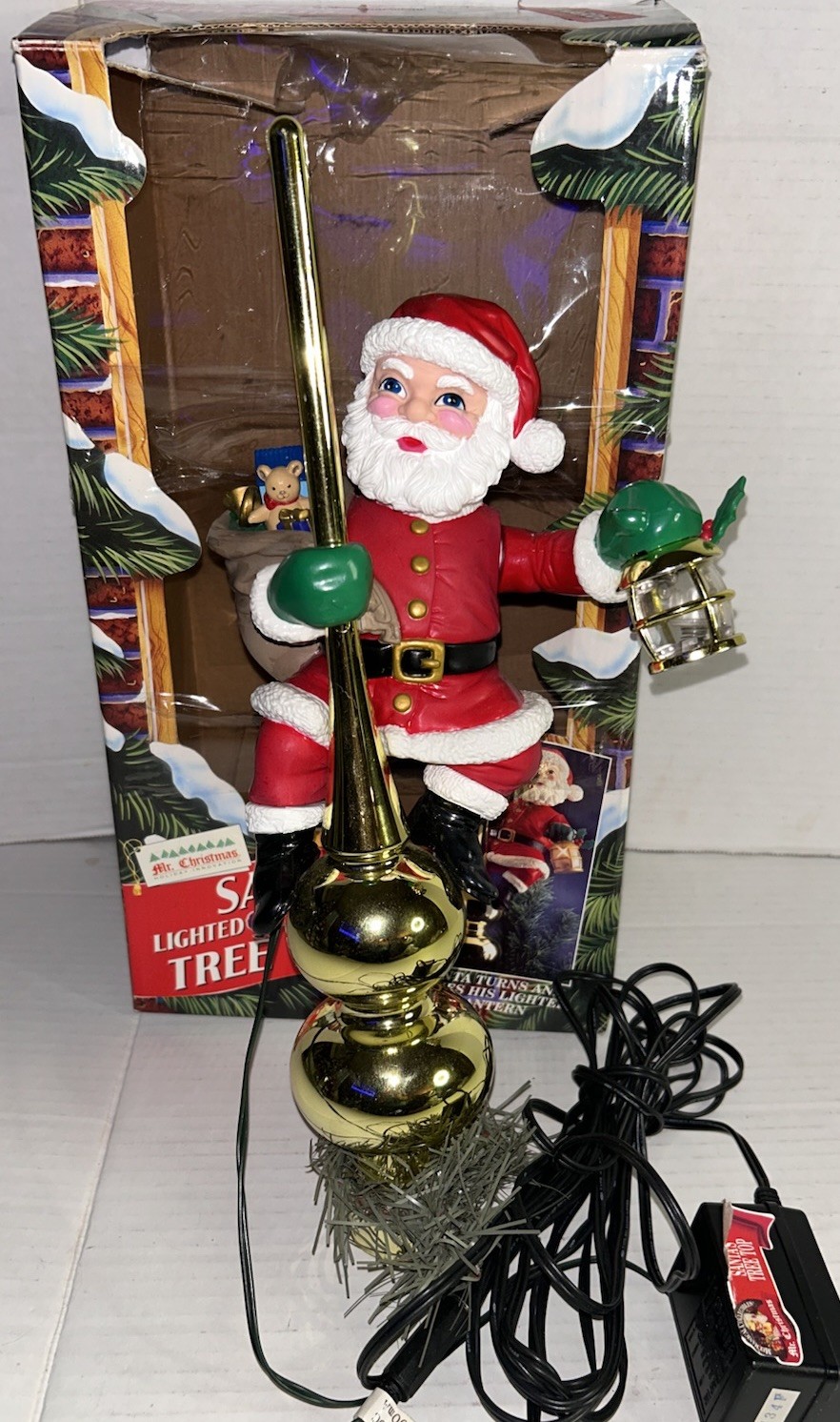 Vintage Mr. Christmas Santa’s Lighted Animated Tree Topper- Tested Working Vintage Mr. Christmas Santa’s Lighted Animated Tree Topper- Tested Working