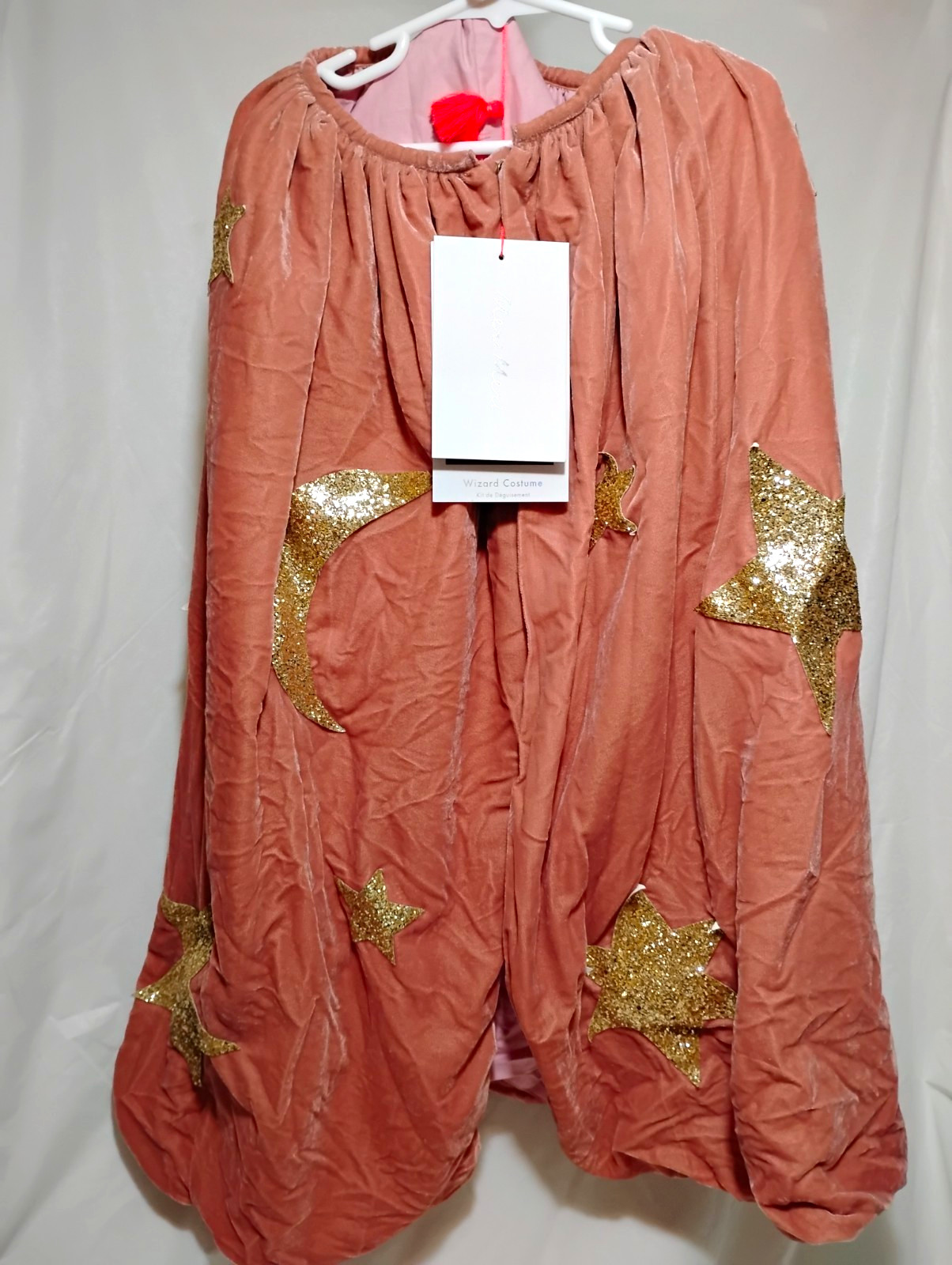 Meri Meri Pink Velvet Wizard Costume Set Cape Hat Gold Glitter Stars Cloak Robe Meri Meri Pink Velvet Wizard Costume Set Cape Hat Gold Glitter Stars Cloak Robe