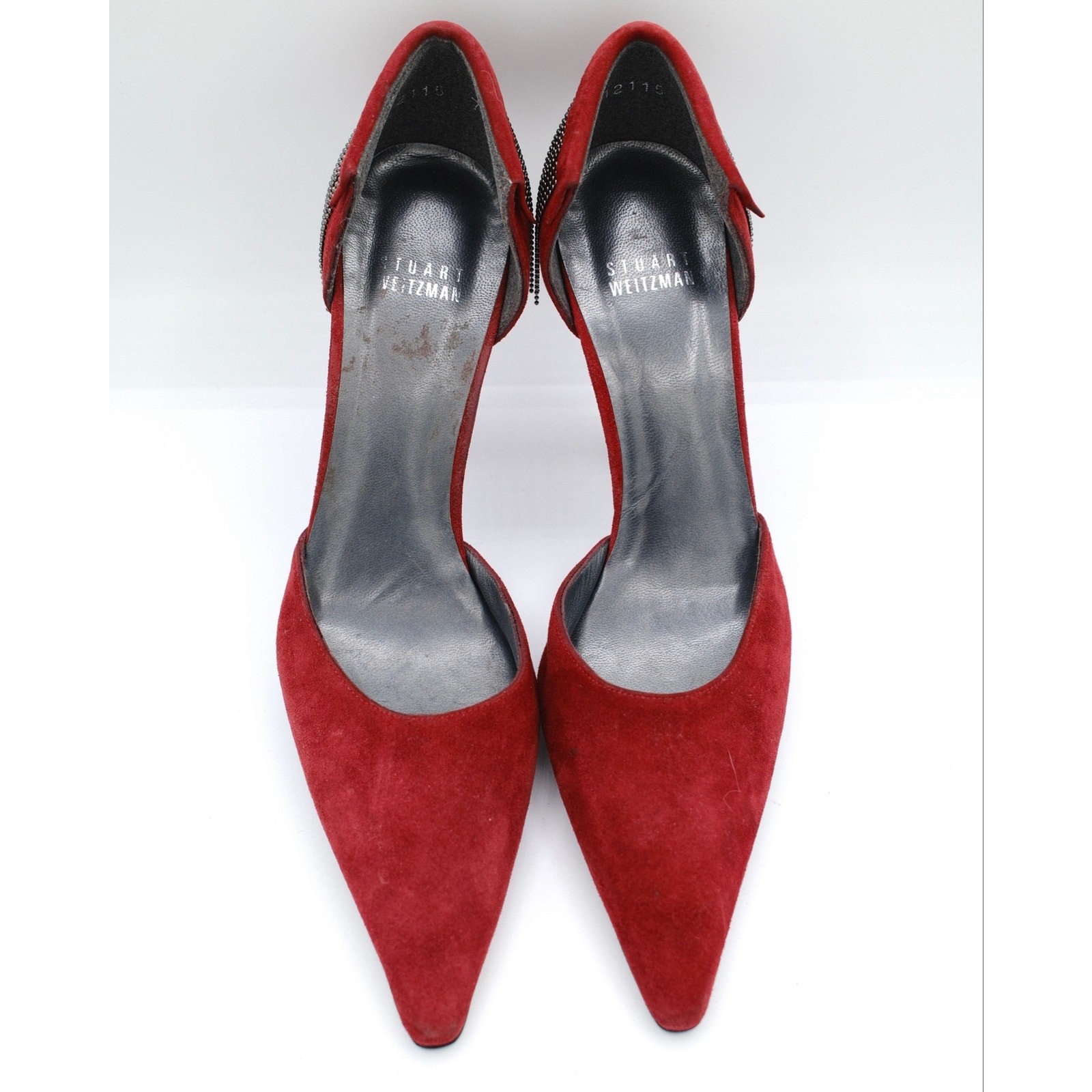 Stuart Weitzman Rust Red Suede Pump Heels with Chain Fringe 7 Stuart Weitzman Rust Red Suede Pump Heels with Chain Fringe 7