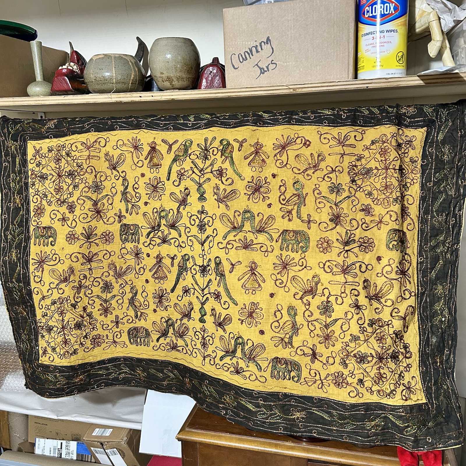 Vintage Indian Textile Hand Embroidered Beautiful 50x60” Approx. Vintage Indian Textile Hand Embroidered Beautiful 50x60” Approx.
