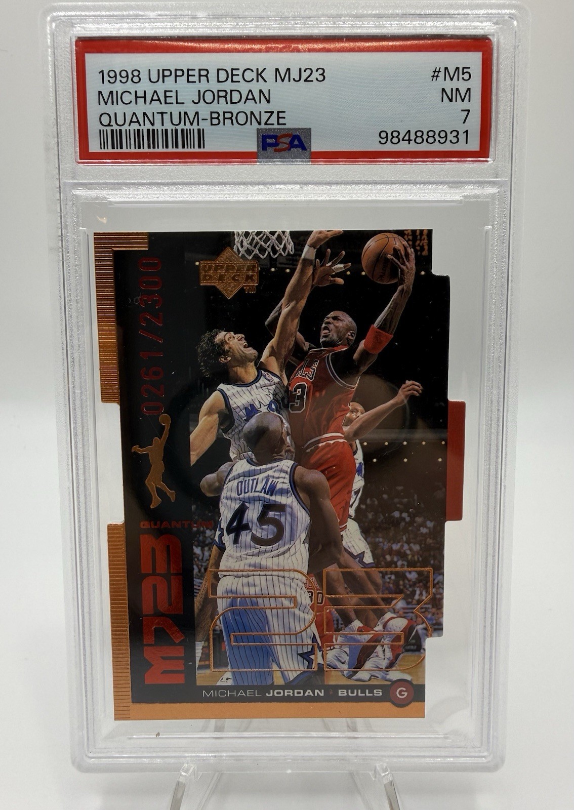 1998 Upper Deck MJ23 Quantum Bronze /2300 MICHAEL JORDAN #M5 NEAR MINT PSA 7 1998 Upper Deck MJ23 Quantum Bronze /2300 MICHAEL JORDAN #M5 NEAR MINT PSA 7
