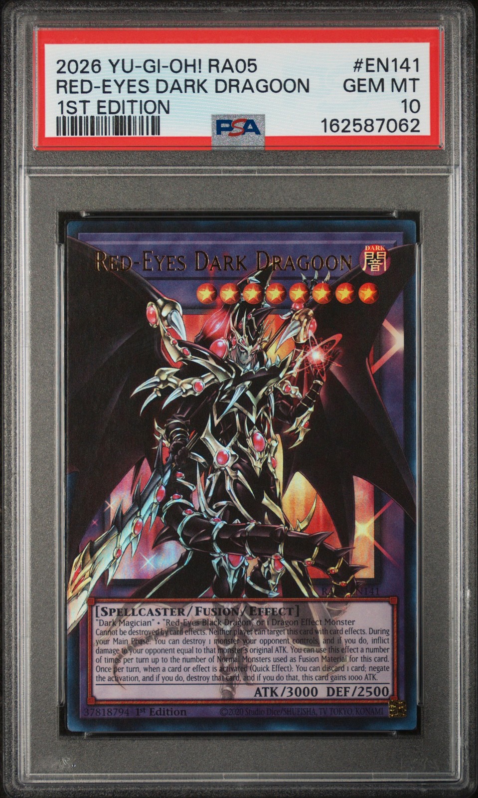 2026 YU-GI-OH RA05-RARITY COLLECTION 5 1ST EDITION RED-EYES DARK DRAGOON PSA 10