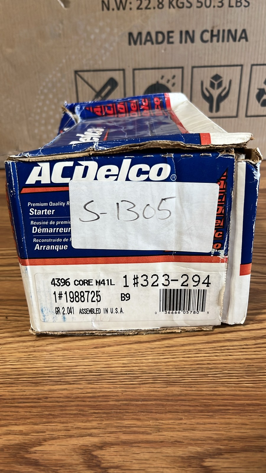 ACDelco Remanufactured Starter 323-294 1988725 CORE M41L GR 2.041 S-1305 ACDelco Remanufactured Starter 323-294 1988725 CORE M41L GR 2.041 S-1305