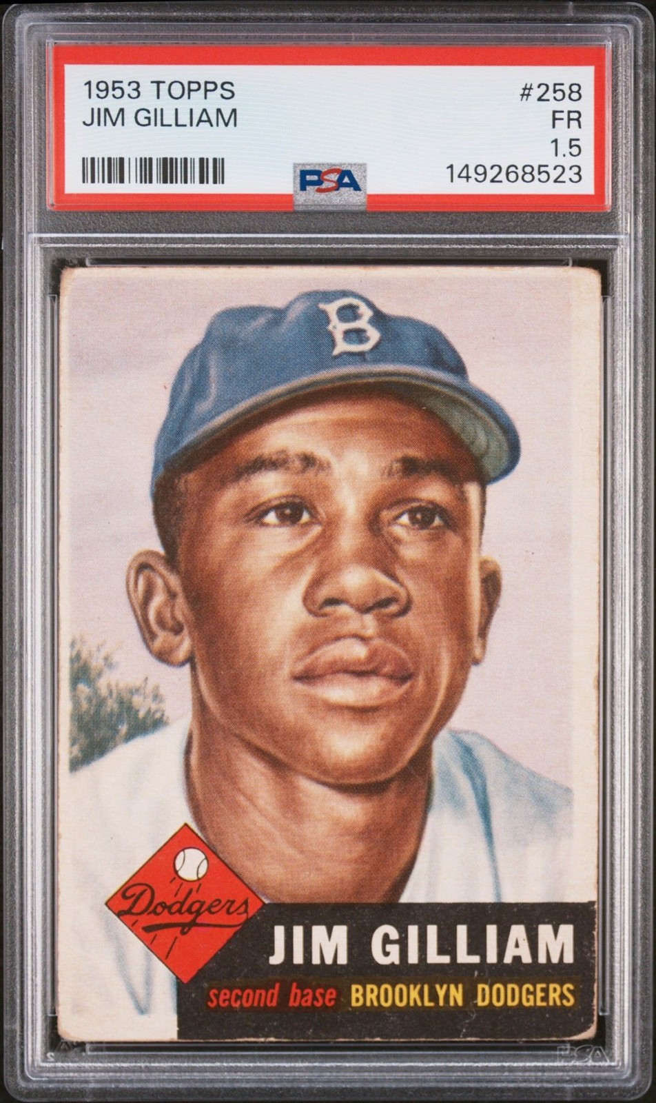 Jim Gilliam 1953 Topps PSA 1.5 #258 Brooklyn Dodgers Jim Gilliam 1953 Topps PSA 1.5 #258 Brooklyn Dodgers