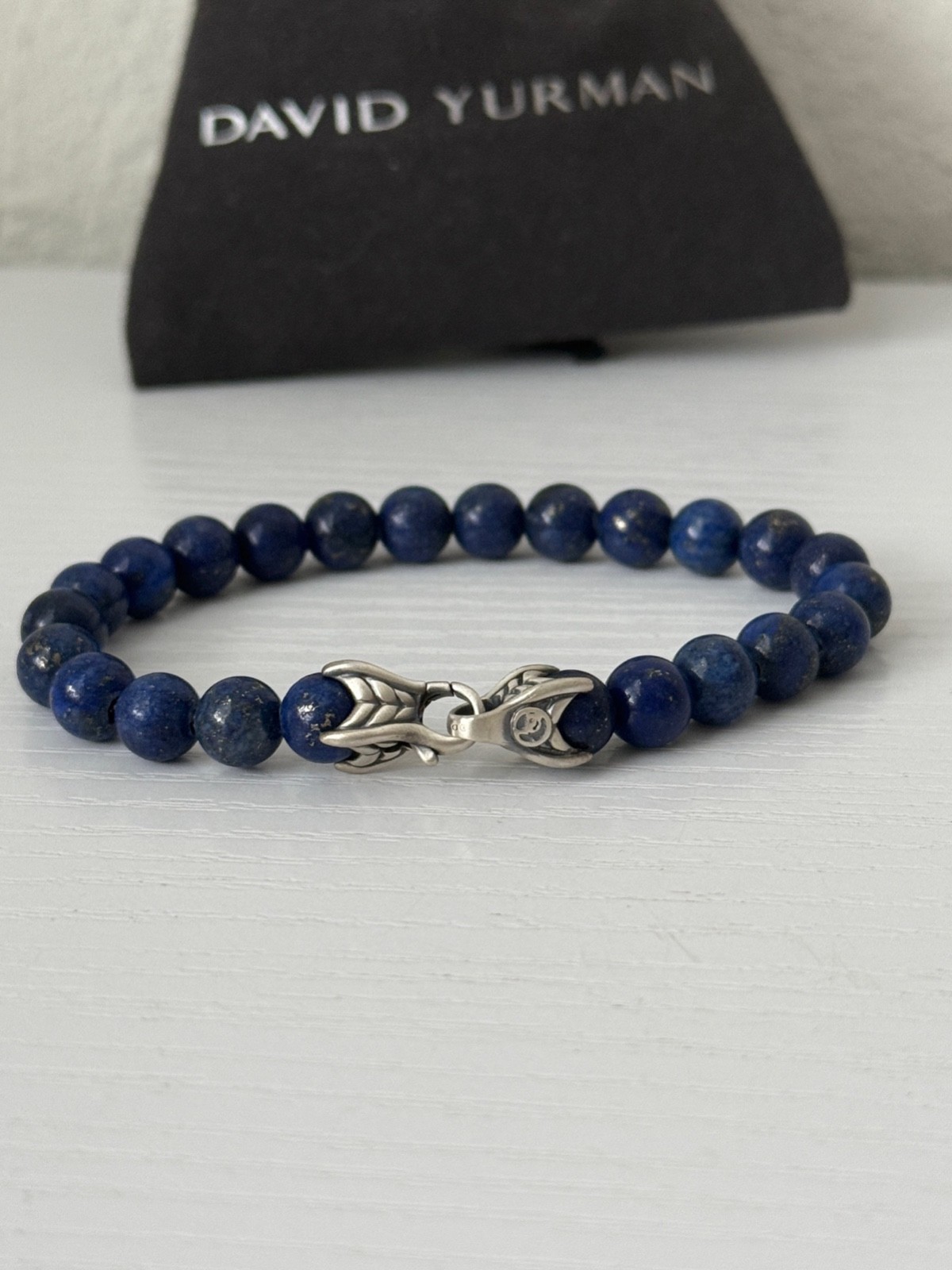 David Yurman 925 Sterling Silver Lapis Bead Ball Bracelet 8mm David Yurman 925 Sterling Silver Lapis Bead Ball Bracelet 8mm