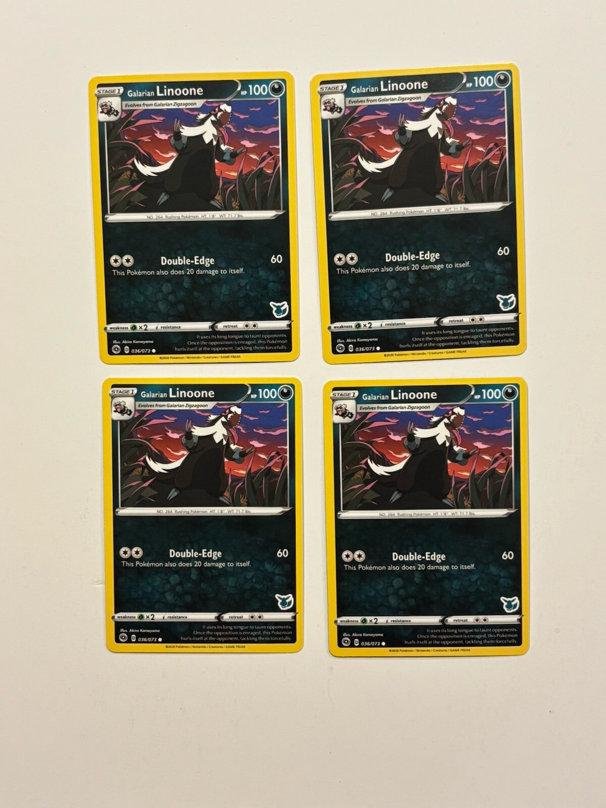 4x Galarian Linoone 036/073  Eevee Stamped Deck Variant Champions Path Playset E