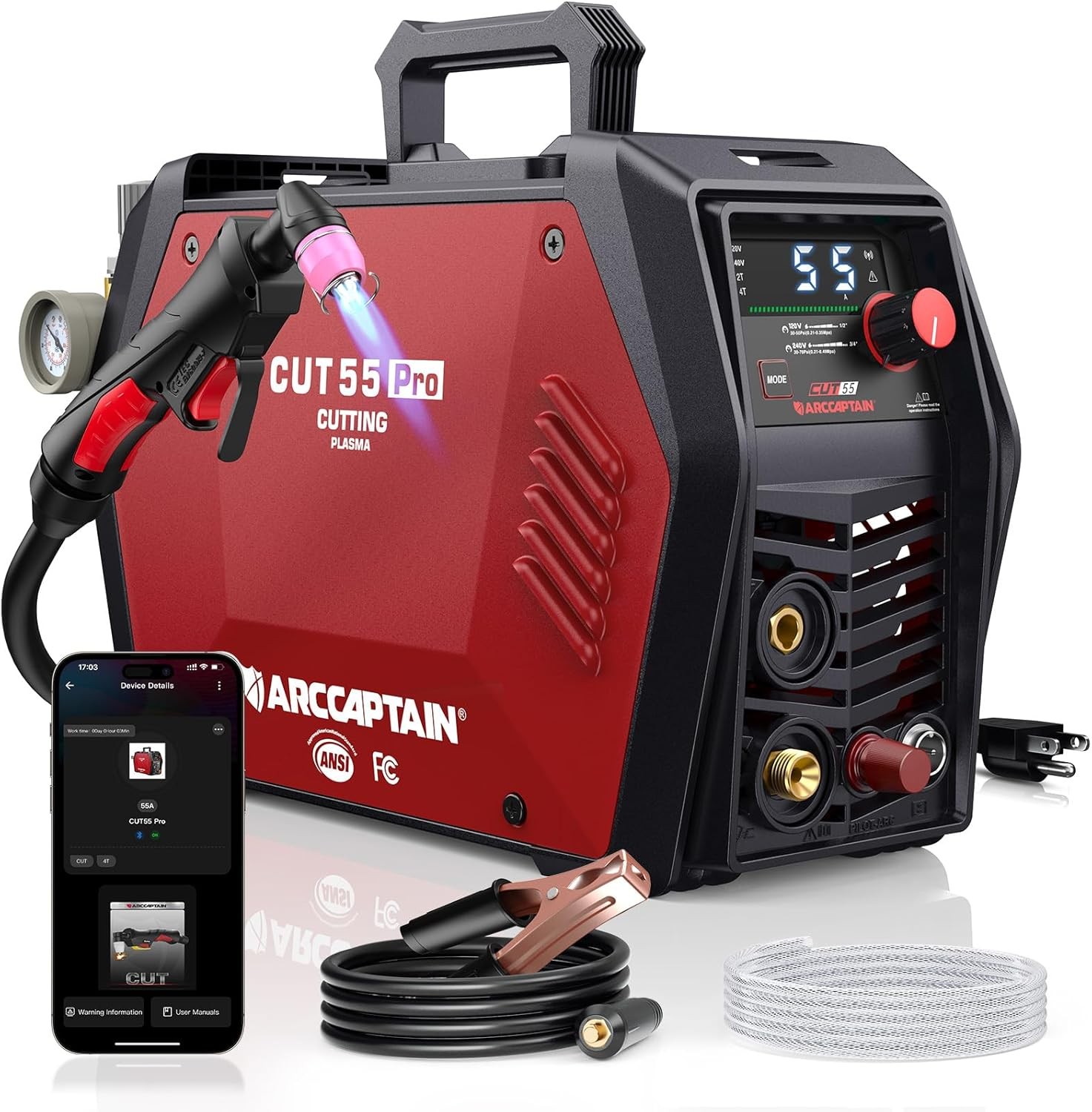iControl Cut55 Pro Plasma Cutter APP Control 55Amp Non-Touch Pilot Arc 120V/240V