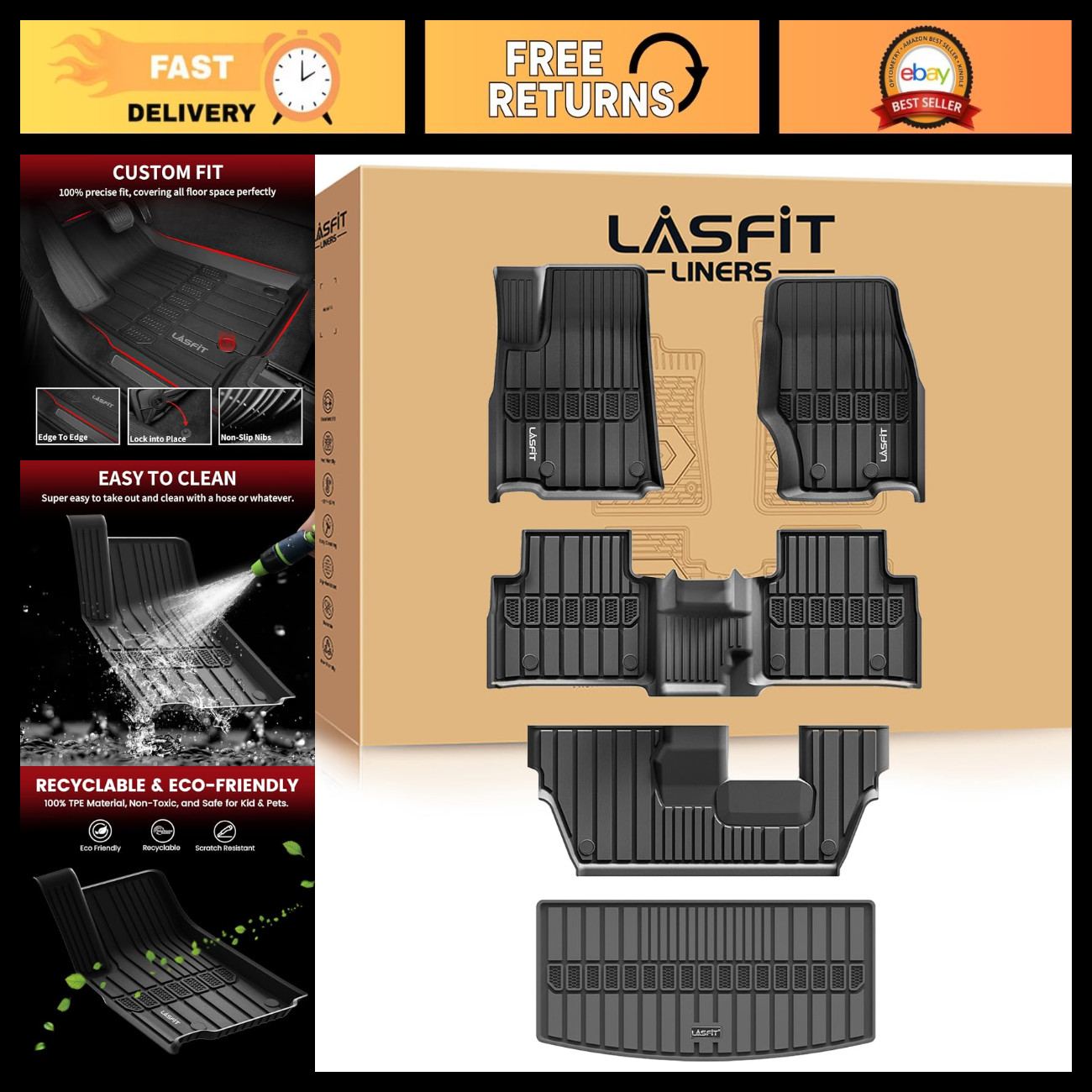 All-Weather Floor Mats for Jeep Grand Cherokee L 2021-2027, 7-Passenger Protecti