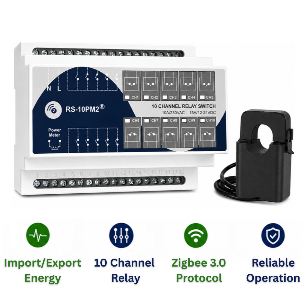 Home Assistant - Zigbee 10x Relay and Import/Export KWh Energy Meter Home Assistant - Zigbee 10x Relay and Import/Export KWh Energy Meter