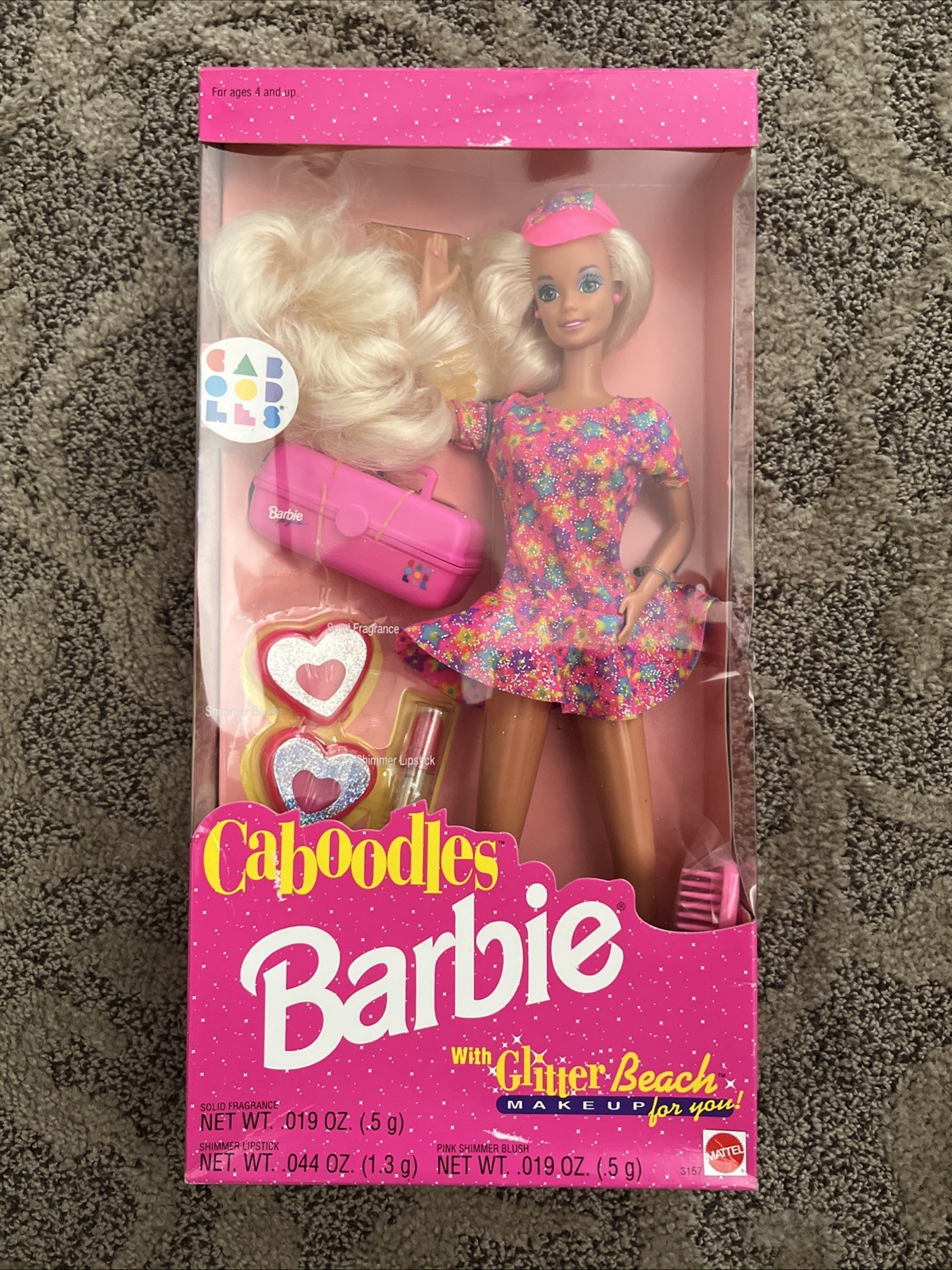 3157 Vintage 1992 Mattel Caboodles Barbie Doll With Glitter Beach Makeup New