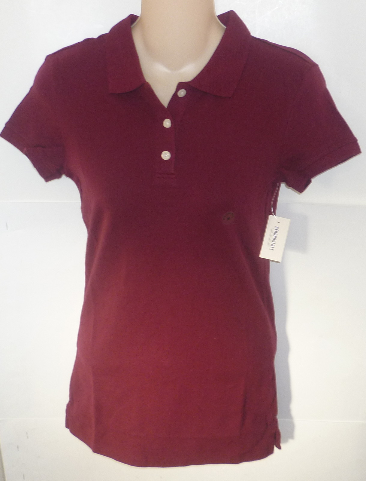 Womens AEROPOSTALE Solid Uniform 3-Placket Polo Shirt NWT #5738