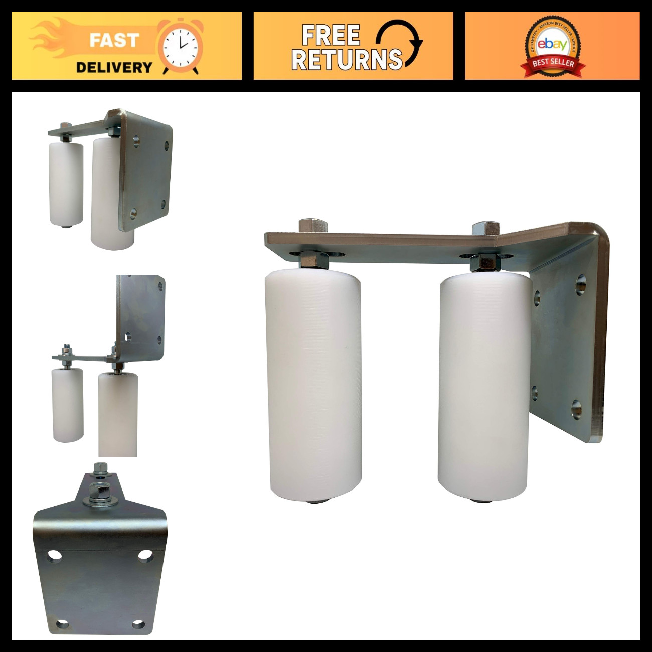 Universal Heavy Duty Slide Gate Guide Roller Assembly - Adjustable Dual Nylon Ro Universal Heavy Duty Slide Gate Guide Roller Assembly - Adjustable Dual Nylon Ro