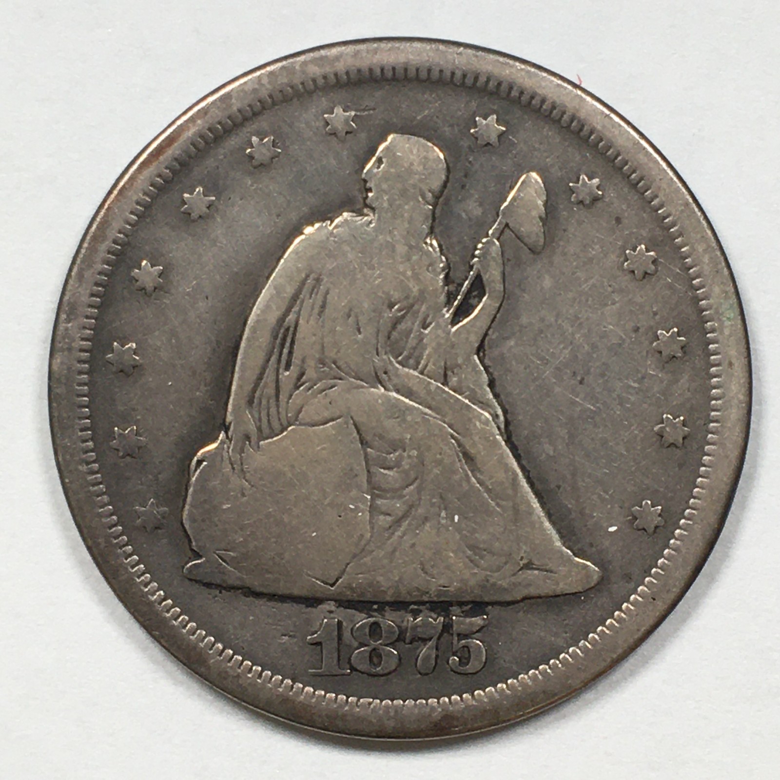 1875-S Twenty 20 Cent Piece Seated Liberty VG Detail - Cleaned 1875-S Twenty 20 Cent Piece Seated Liberty VG Detail - Cleaned