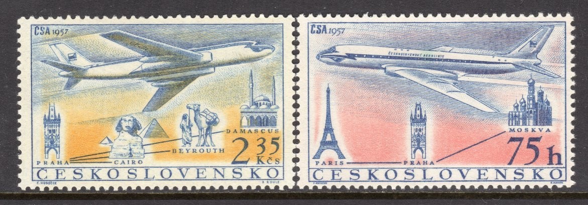 Czechoslovakia Scott #C45-46 VF MNH 1957 Airline Routes