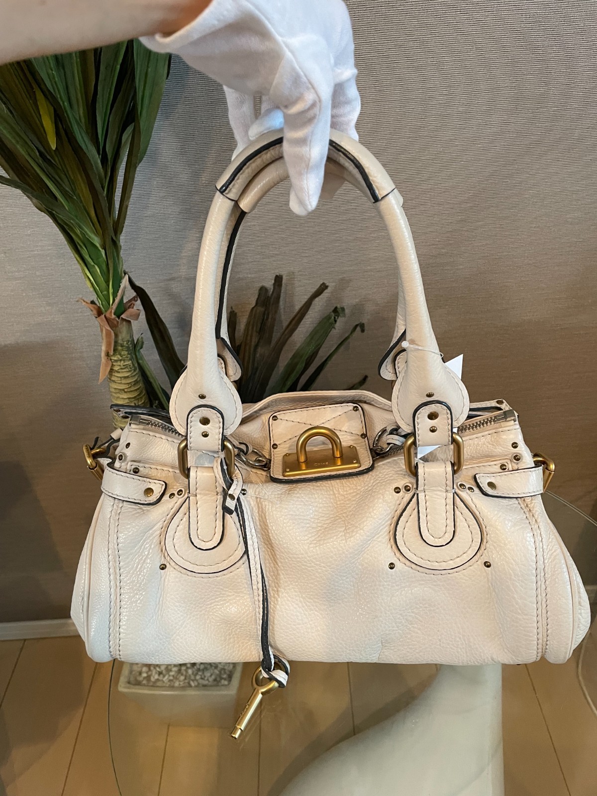 Chloe Paddington Handbag  Women\'s White Leather 260822
