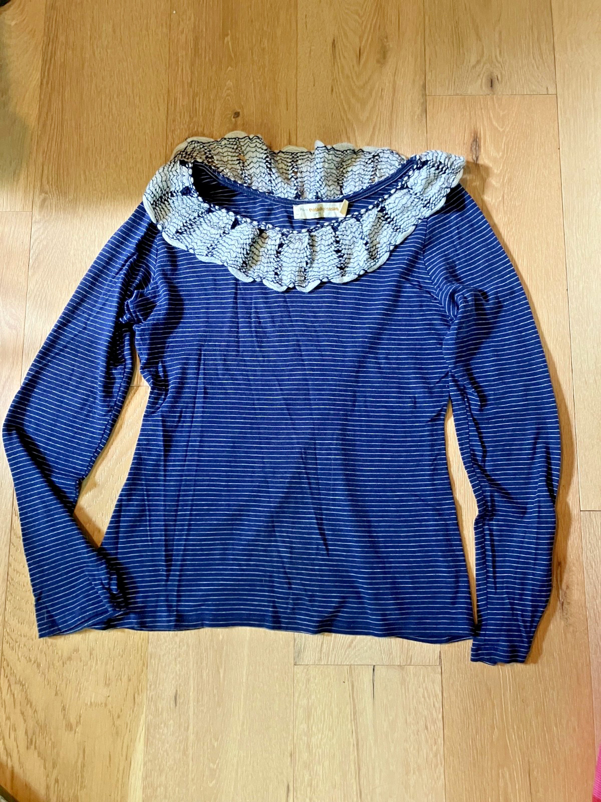 Anthropologie Pilcro & The Letterpress Striped Long Sleeve Crochet Collar Top Anthropologie Pilcro & The Letterpress Striped Long Sleeve Crochet Collar Top