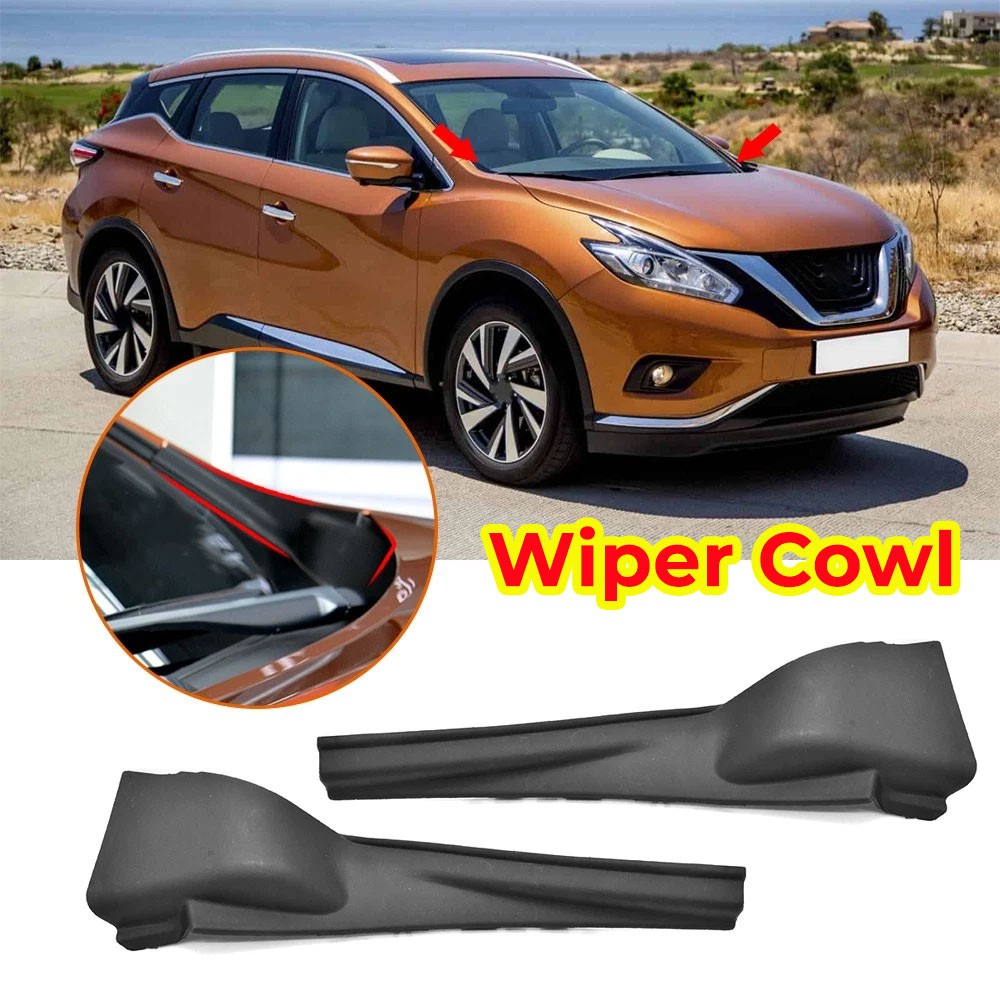 For 2015-2024 2017 Nissan Murano Windshield Wiper Cowl Extension Trim Pair Black