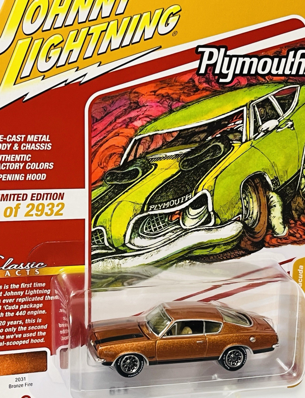 Johnny Lightning “1969 Plymouth Barracuda” 1:64 DieCast Car - NEW