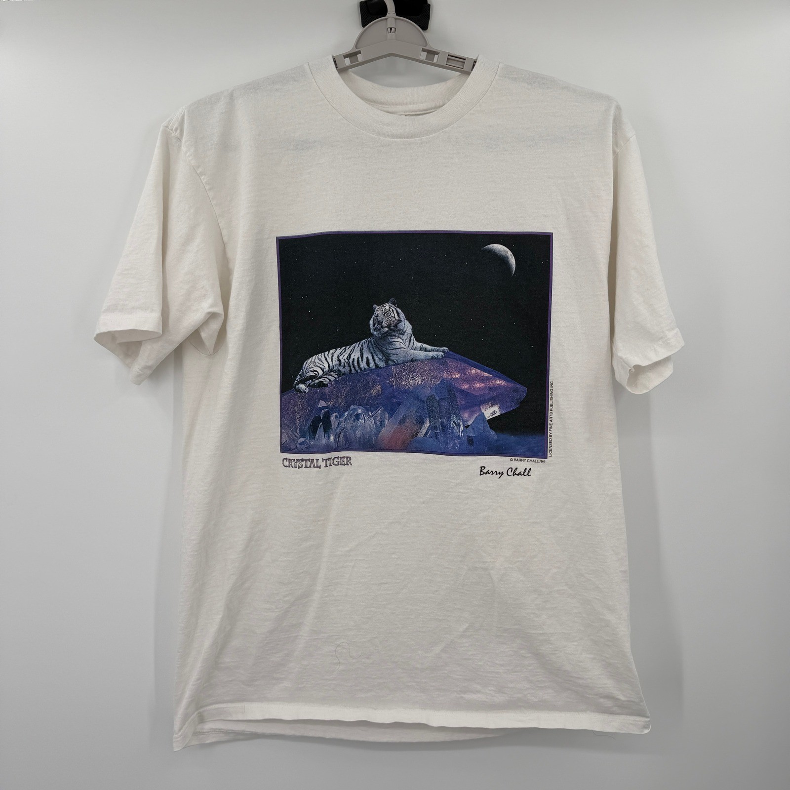 Vintage 1994 Barry Chall Crystal Tiger T-Shirt Gildan White XL 90s Art Tee Vintage 1994 Barry Chall Crystal Tiger T-Shirt Gildan White XL 90s Art Tee