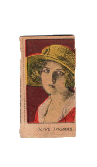 1919 W500 Cut Strip Card Slanted Name Reversed © #3 Olive Thomas  Red Backgrou