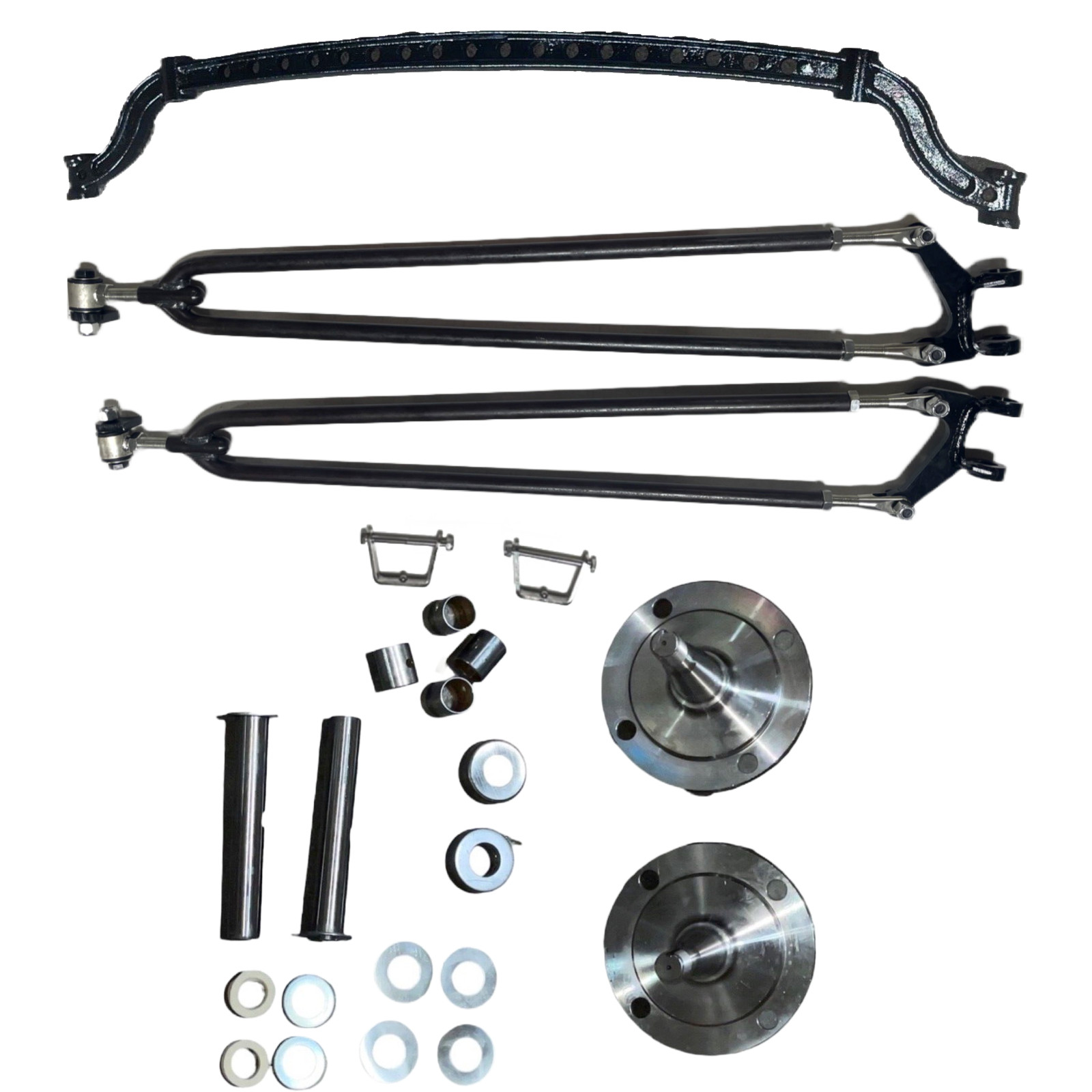1929-1948 Ford 47'' Drilled 4'' Drop I-Beam Axle Bat Wings Hairpins Spindle Kit
