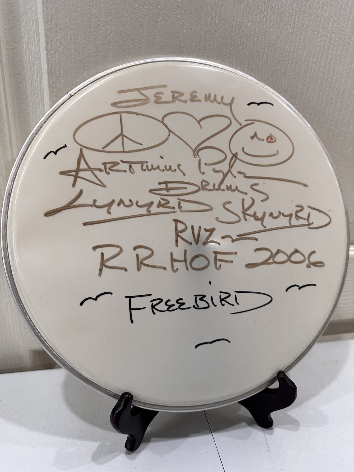 Artimus Pyle Autographed RR HOF 2006 14\' Drum Head RARE Artimus Pyle Autographed RR HOF 2006 14\' Drum Head RARE