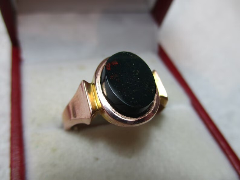 Bloodstone Mens Signet Ring Handmade Ring 925 Sterling Silver Bloodstone Ring