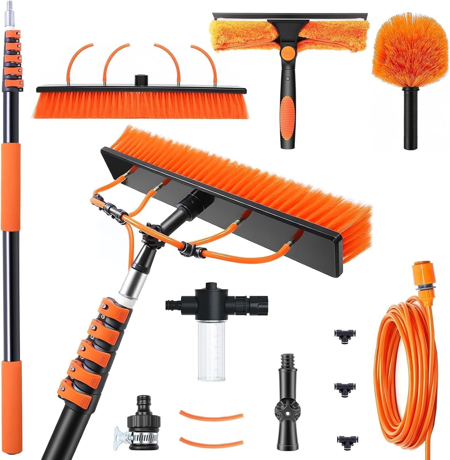 Solar Panel Cleaning Kit with 5-20ft Telescoping Pole, Water Fed Pole Window Cle Solar Panel Cleaning Kit with 5-20ft Telescoping Pole, Water Fed Pole Window Cle