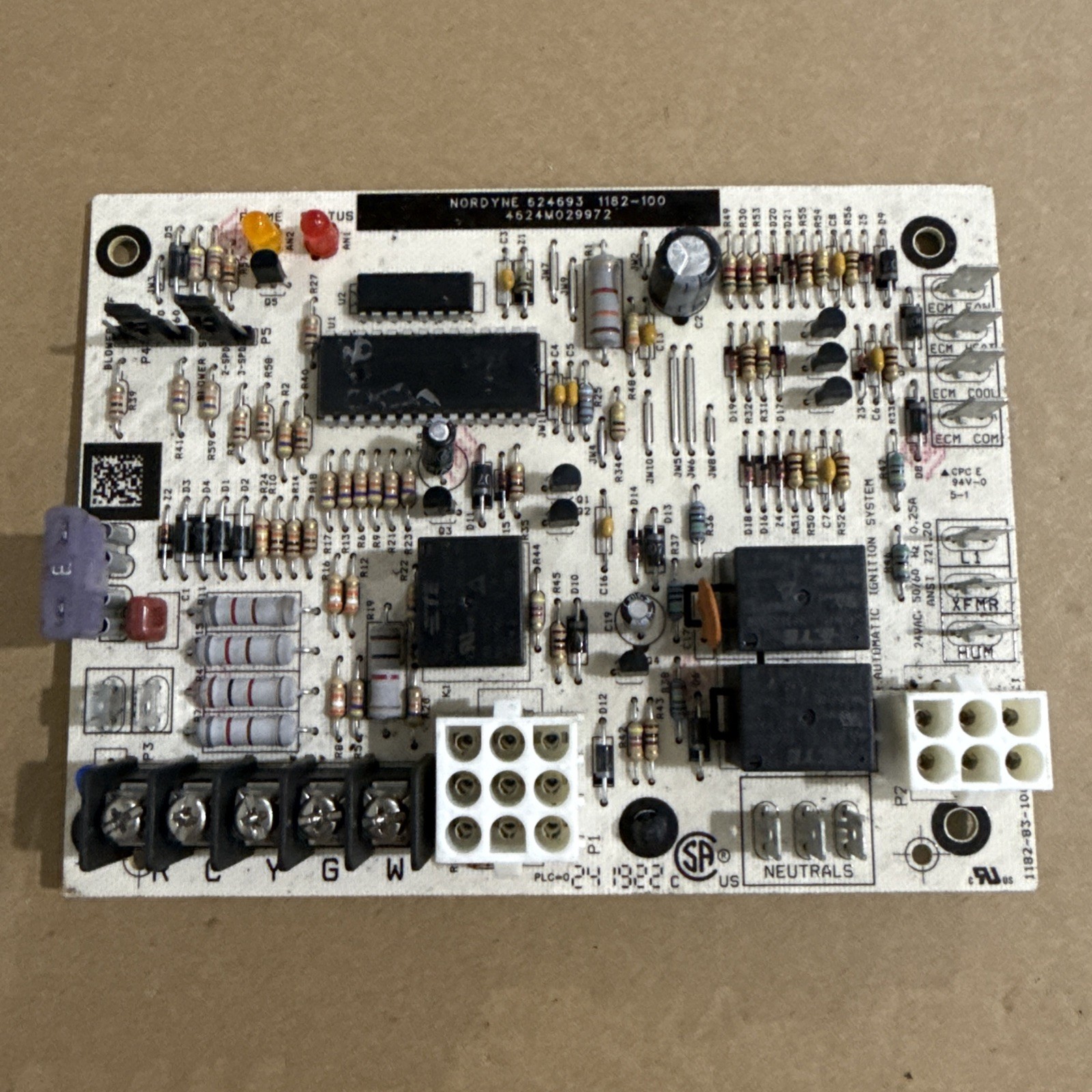 NORDYNE 624693 Control Circuit Board 1182-100 used #P860A NORDYNE 624693 Control Circuit Board 1182-100 used #P860A