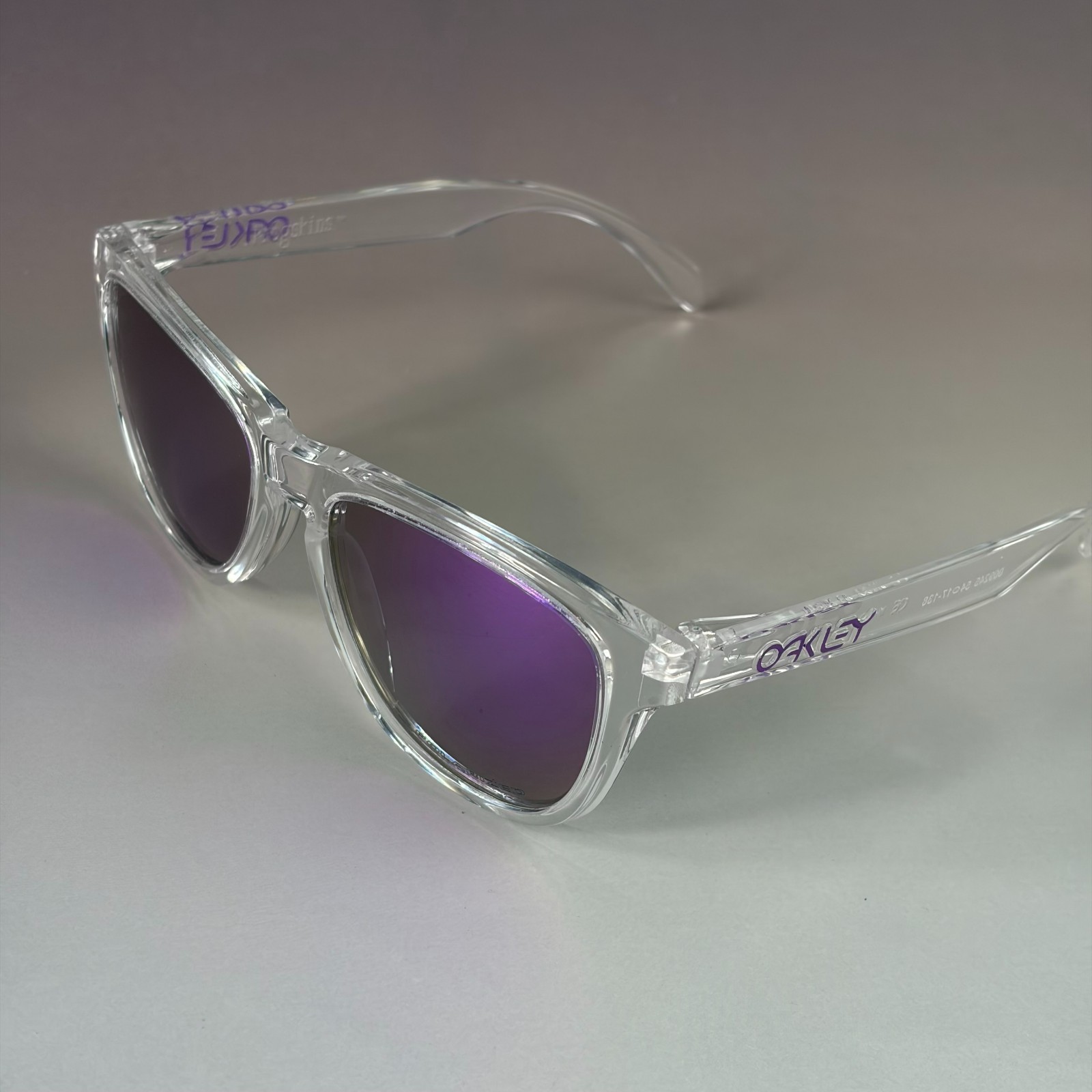 Oakley Frogskins Clear Sunglasses Prizm Violet Purple Polarized New With Case