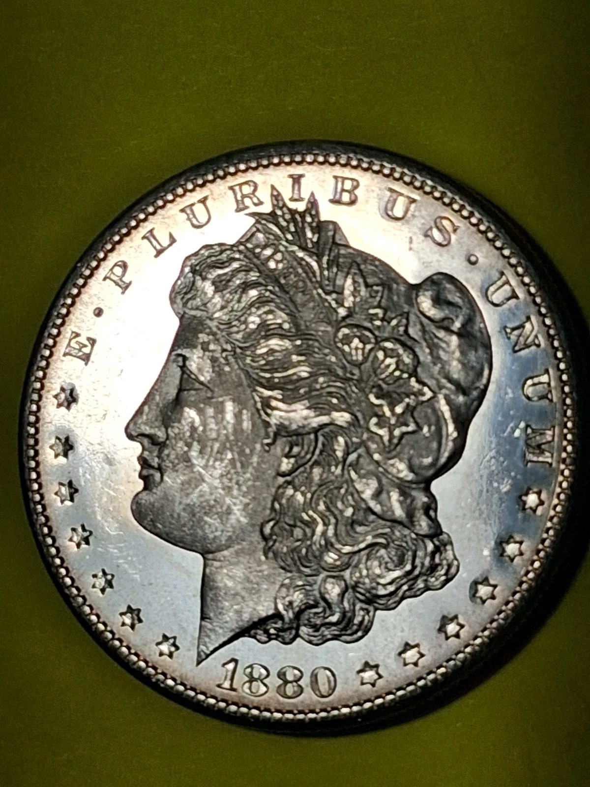 1880-S MORGAN SILVER DOLLAR. MS/ BU/ LOOKS DMPL. MIRROR SURFACES. WOW. 1880-S MORGAN SILVER DOLLAR. MS/ BU/ LOOKS DMPL. MIRROR SURFACES. WOW.