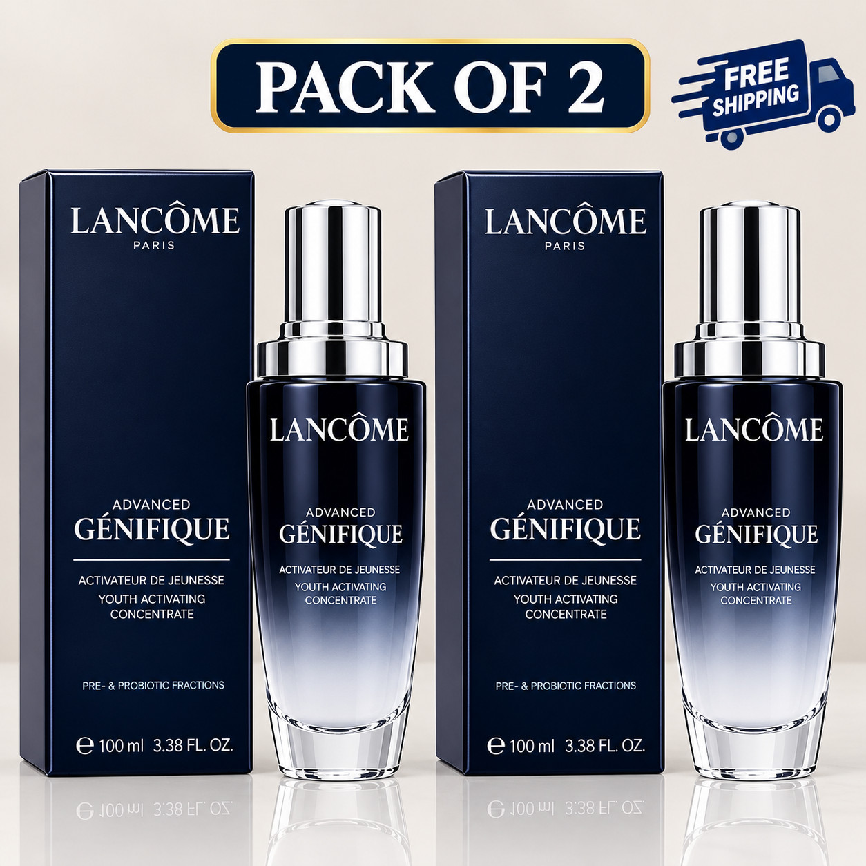 2x Lancome Advanced Genifique Youth Activating Concentrate 3.38oz /100ml New