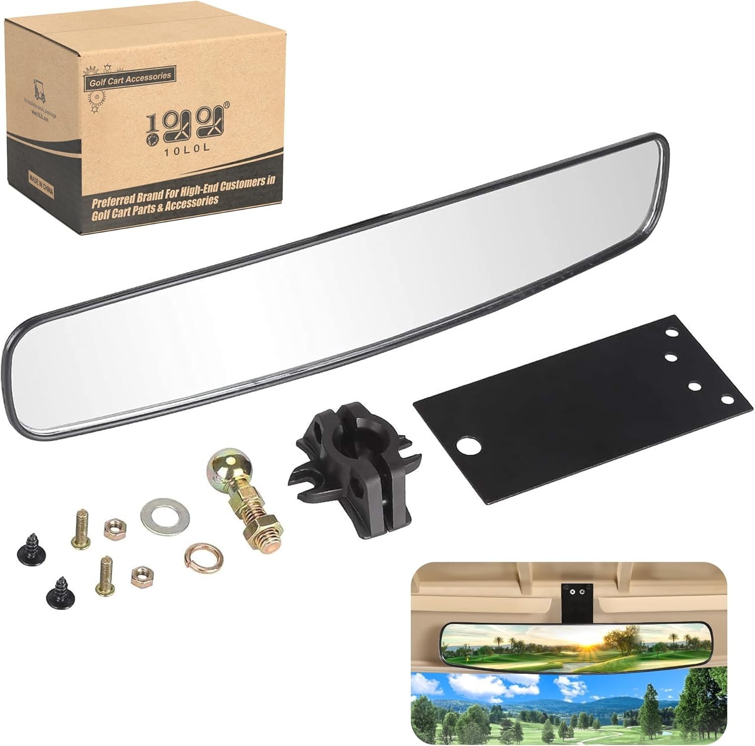 10L0L Universal Golf Cart Rear View Mirror - 16.5\