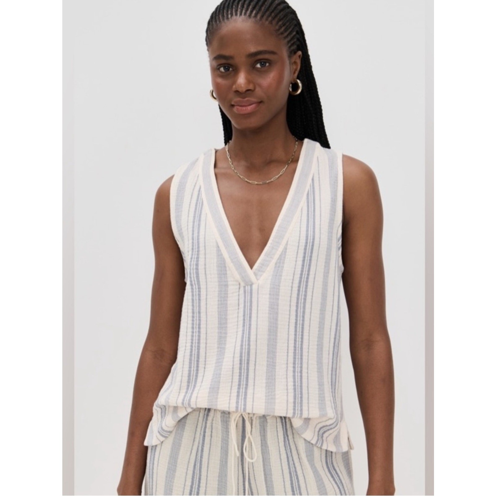 Faherty Dune Cotton Gauze Popover Tank Top Small