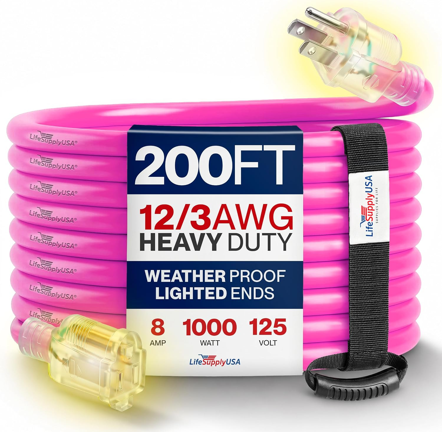 200Ft Outdoor/Indoor Extension Cord 12/3 Gauge Extra Heavy Duty 3 Prong SJTW, Wa 200Ft Outdoor/Indoor Extension Cord 12/3 Gauge Extra Heavy Duty 3 Prong SJTW, Wa