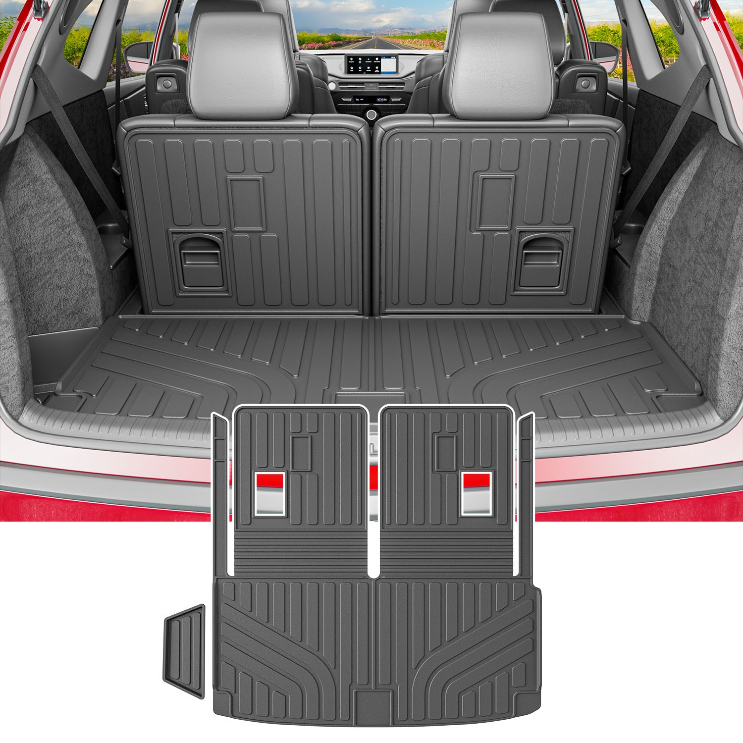 Trunk Bed Liner Cargo Mat For 2022-2026 Acura MDX With Backrest Back Seat Mat