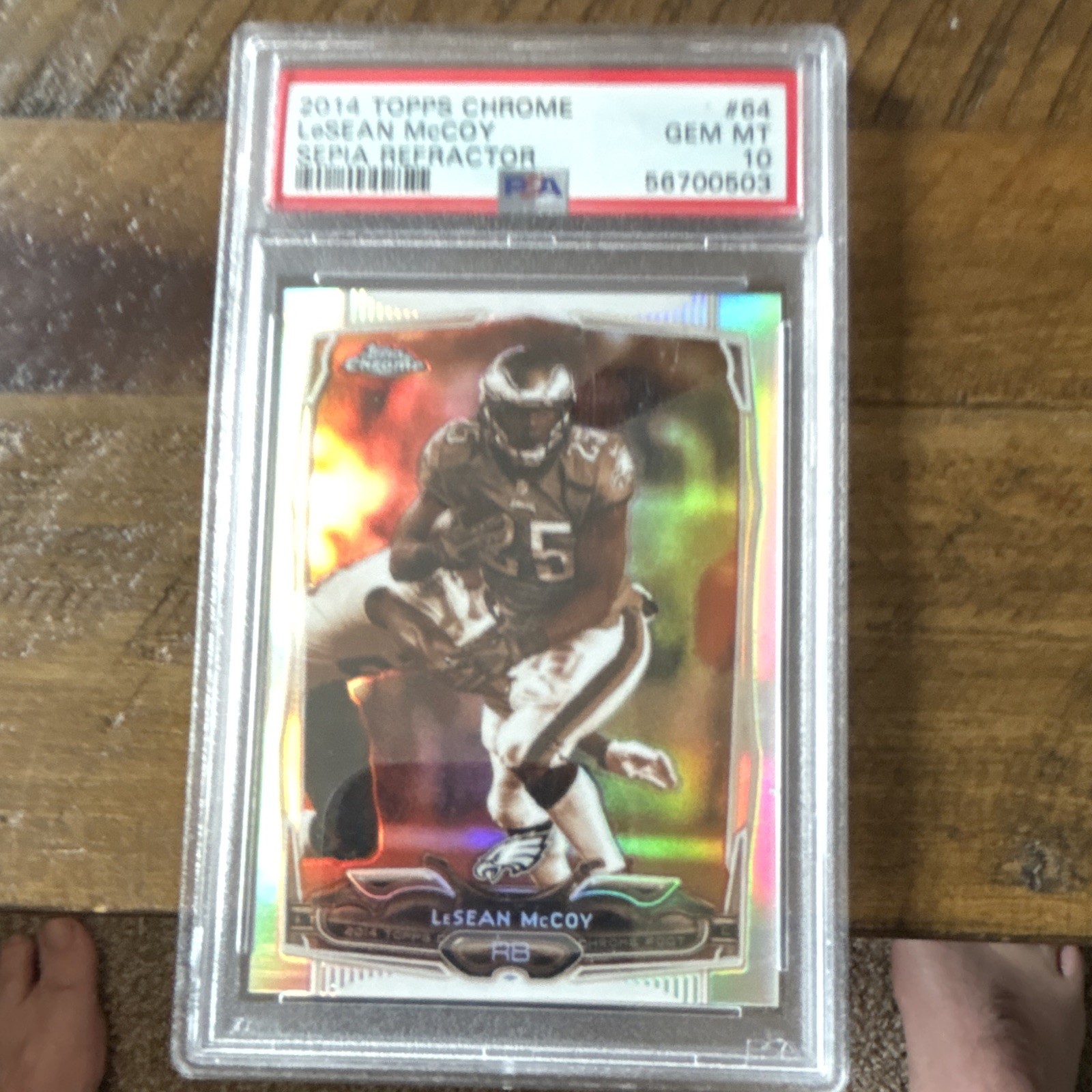 Topps 2014 Chrome LeSean McCoy Eagles #64 Sepia Refractor /99 PSA 10 Topps 2014 Chrome LeSean McCoy Eagles #64 Sepia Refractor /99 PSA 10
