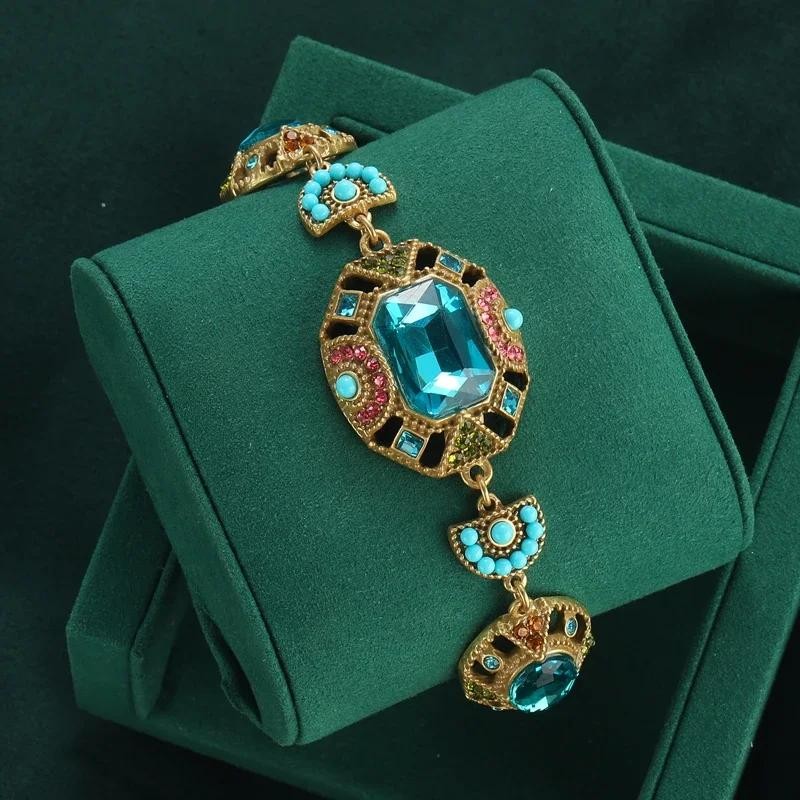Bohemia Antique Blue Square Crystal Bracelet Vintage Boho Bead Bangle Jewellery Bohemia Antique Blue Square Crystal Bracelet Vintage Boho Bead Bangle Jewellery