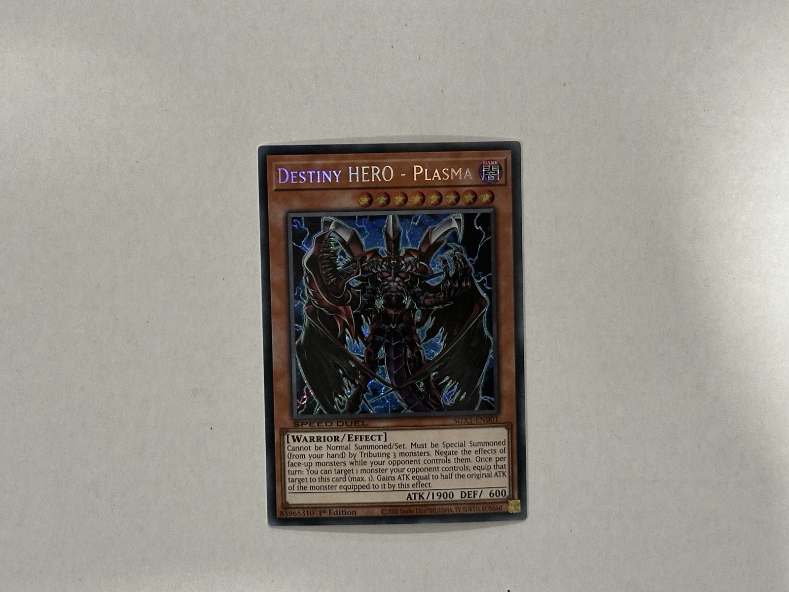 1x Yugioh Destiny HERO - Plasma SGX1 1st Edition Secret Rare Card NM 1x Yugioh Destiny HERO - Plasma SGX1 1st Edition Secret Rare Card NM